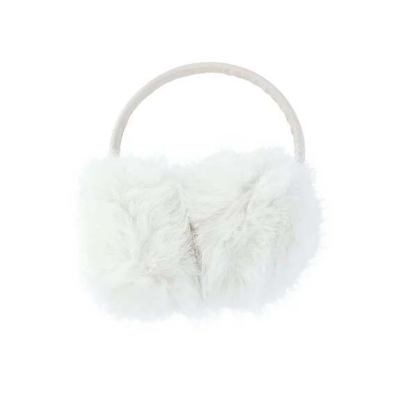 Time and Tru Women's Faux Fur Ear Muffs with Faux Leather Band, White | Walmart (US)