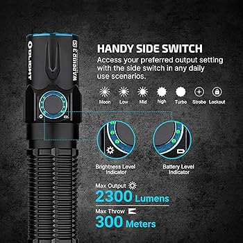 OLIGHT Warrior 3S 2300 Lumens Rechargeable Tactical Flashlight, Compact Dual-Switches LED Bright ... | Amazon (US)