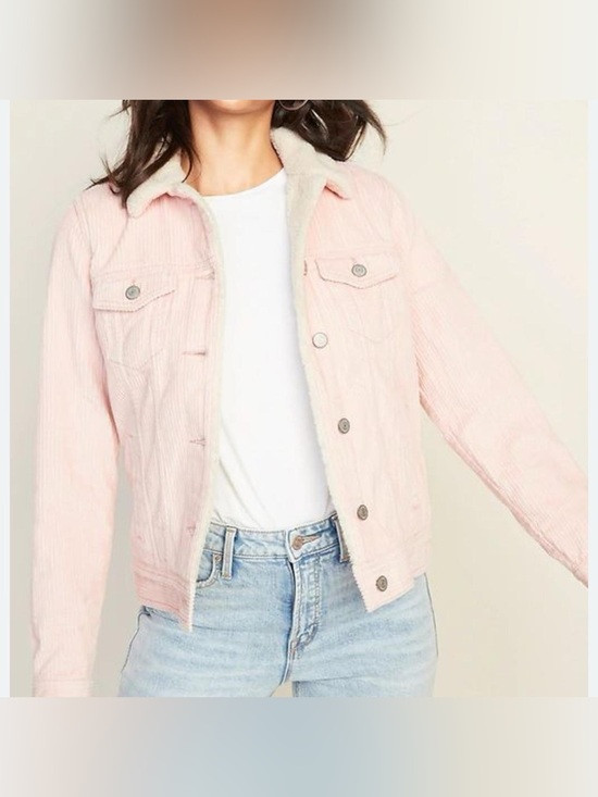 Old Navy Women's Pink Sherpa-Lined Corduroy Jacket | Poshmark
