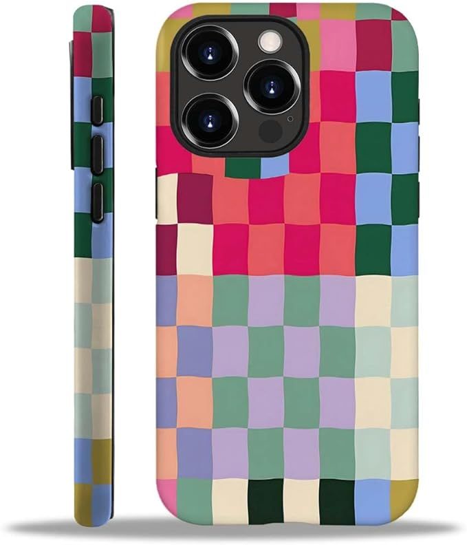 Case Compatible with for iPhone 15 Pro Max,Colorful Checkerboard Phone Case for Girl Women Boy Me... | Amazon (US)
