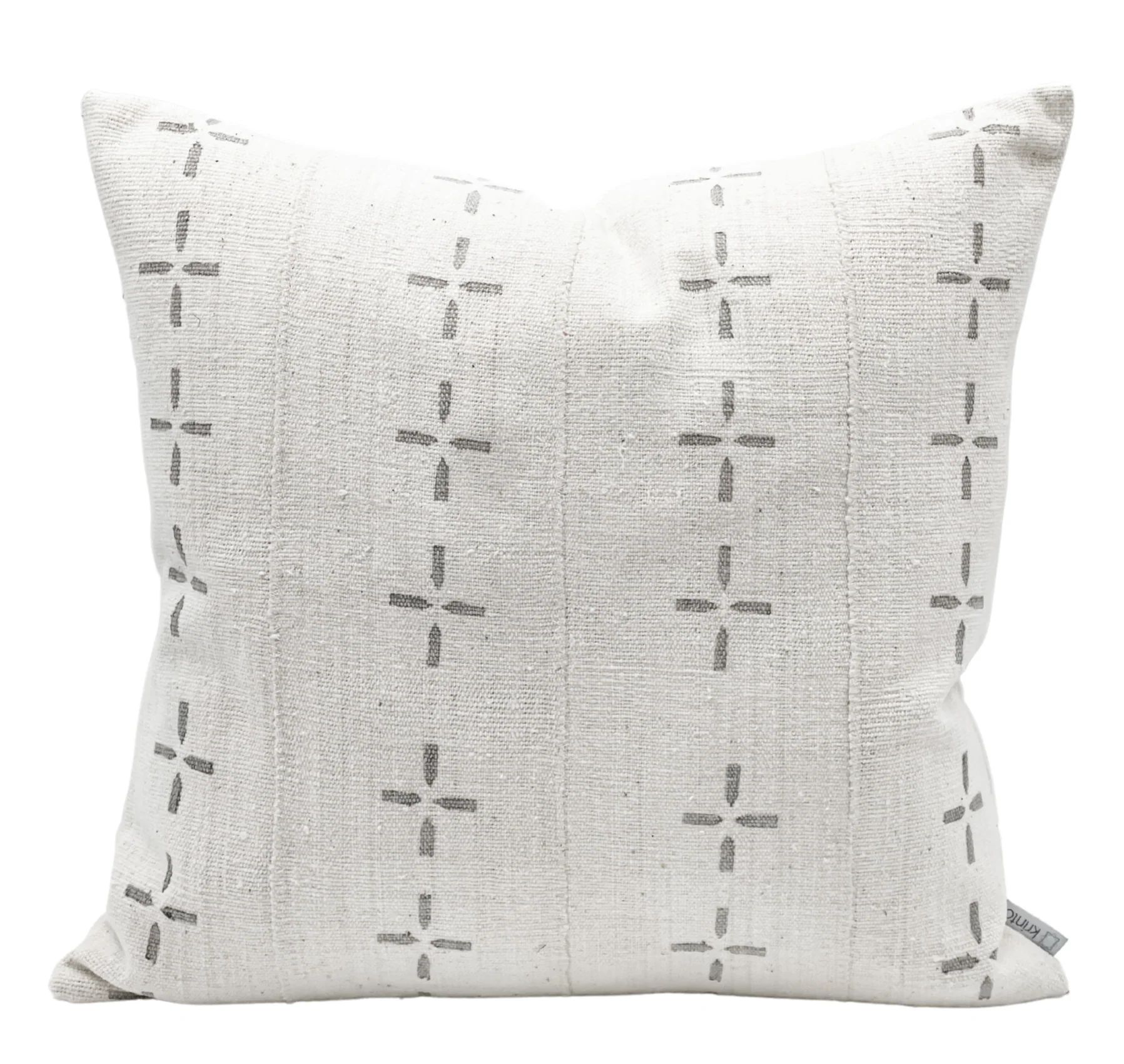White with Grey Crosses Mudcloth Pillow Cover | Krinto