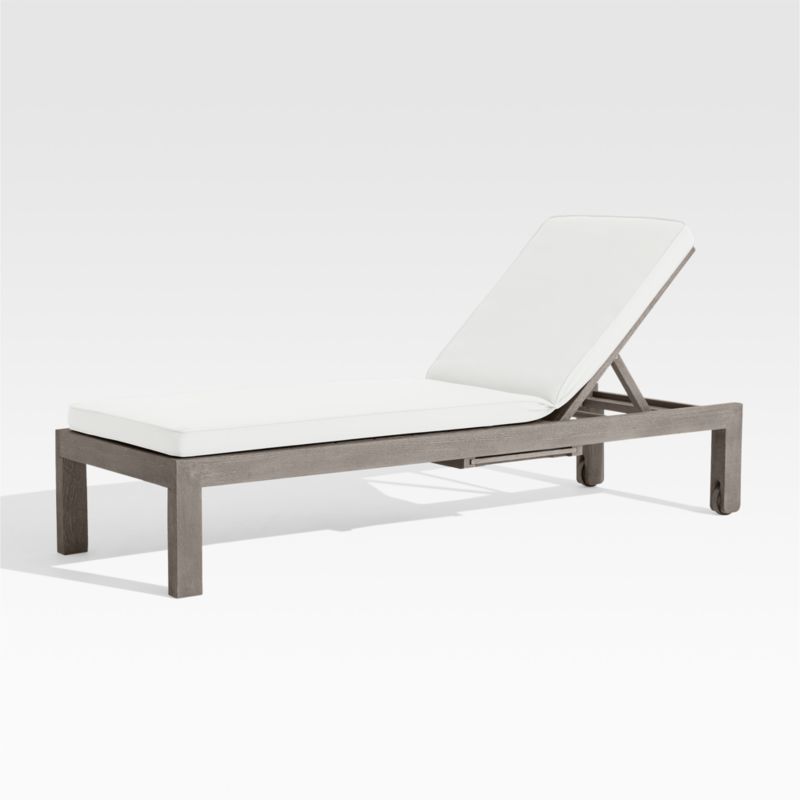 Regatta Grey Wash Chaise Lounge with White Sand Sunbrella Cushion + Reviews | Crate and Barrel | Crate & Barrel
