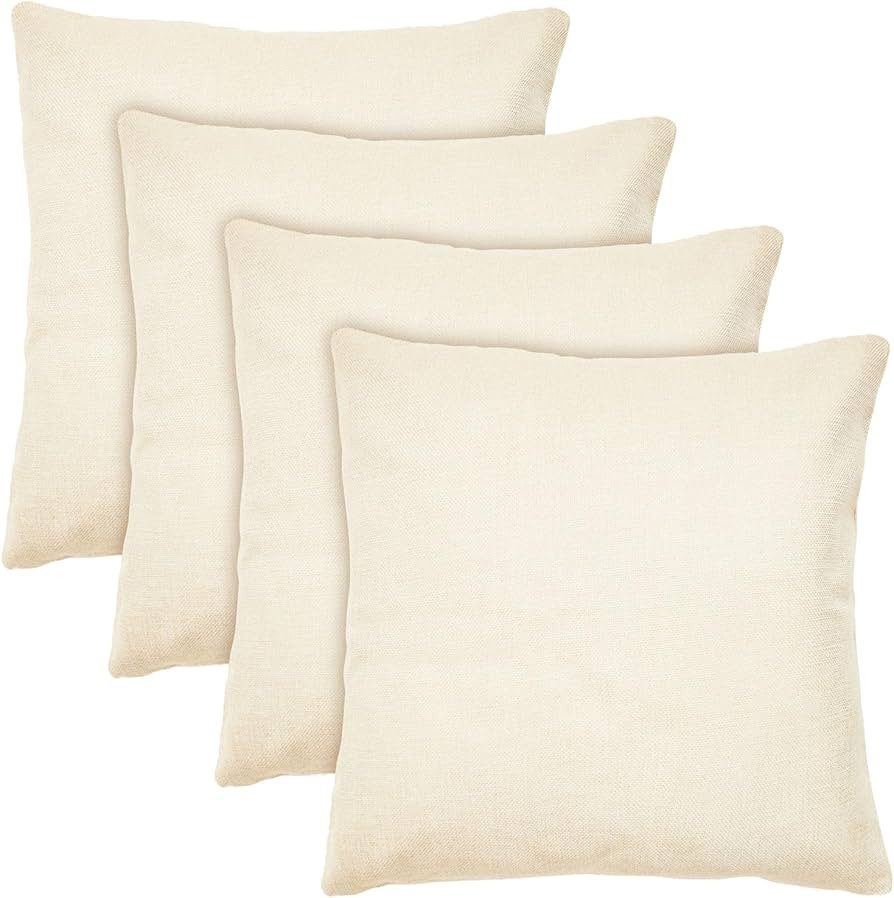 17x17 Throw Pillow Covers: Place this set of cream-colored modern paintable throw pillow covers o... | Amazon (US)
