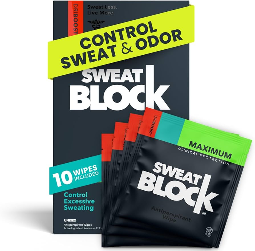 SweatBlock Max Clinical Antiperspirant for Men & Women | Armpit Anti Sweat Wipes for Excessive Sw... | Amazon (US)