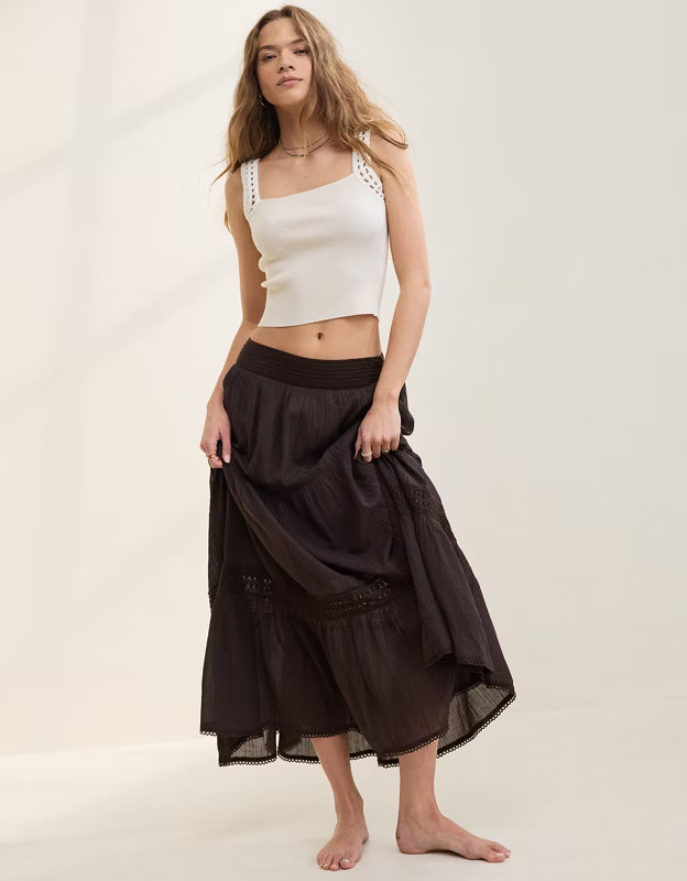 Aerie Crochet The Day Maxi Skirt | Aerie