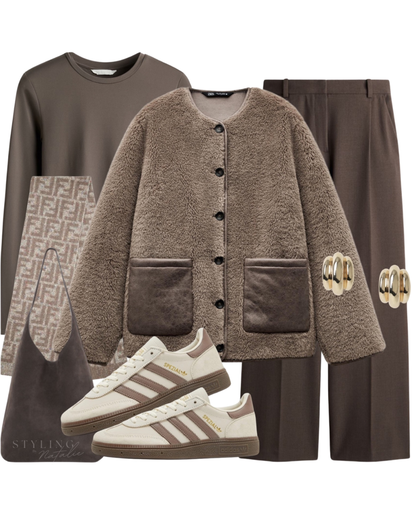 Mocha tones- weekend look!
Tailored trousers, Adidas Spezial trainers, fendi scarf, suede tote bag & long sleeve top.
Brown outfit, casual, winter outfit

#LTKstyletip #LTKeurope #LTKwinter