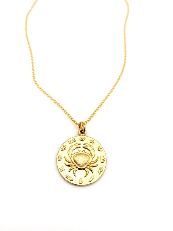 Vintage Zodiac Cancer Charm Necklace Vintage Brass - Etsy | Etsy (US)