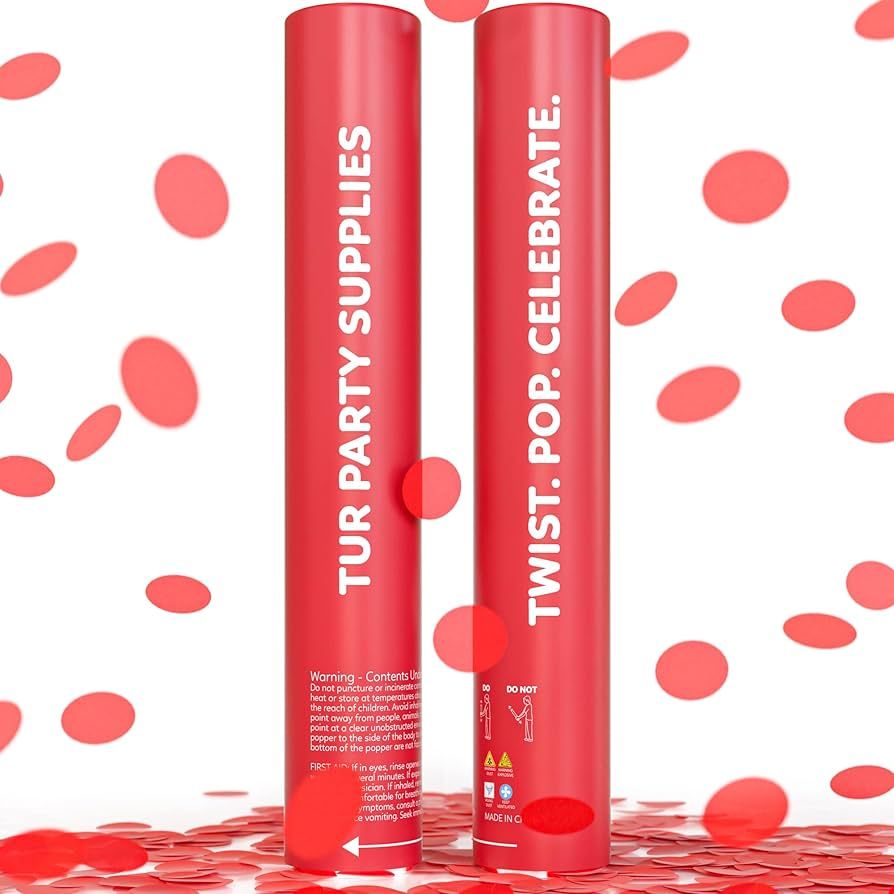 2 Pack Confetti Cannon Confetti Poppers | Biodegradable Red Confetti | TUR Party Supplies | Launc... | Amazon (US)