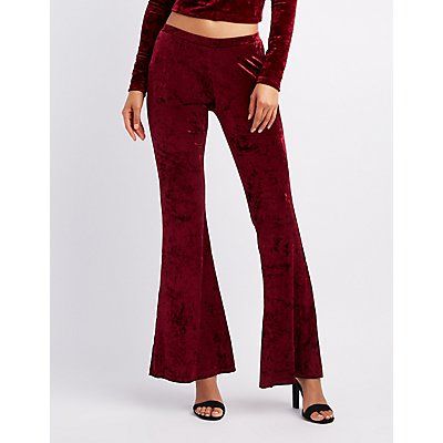 Crushed Velvet Flare Pants | Charlotte Russe