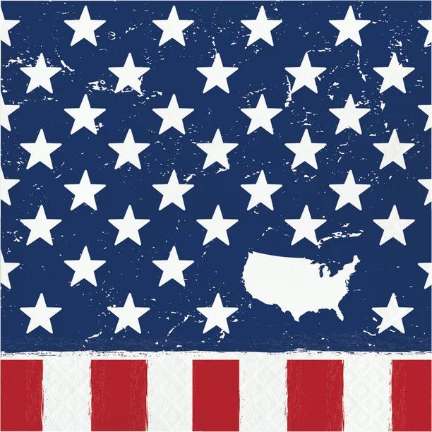 6.5" x 6.5" 4th of July Red, White & Blue Flag Paper Napkin, 24 Ct. -Way to Celebrate | Walmart (US)