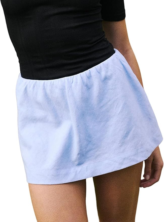 Women's Cotton Linen Skorts Casual Cute A-Line Micro Mini Skirts with Ruffle Inner Waistband | Amazon (US)