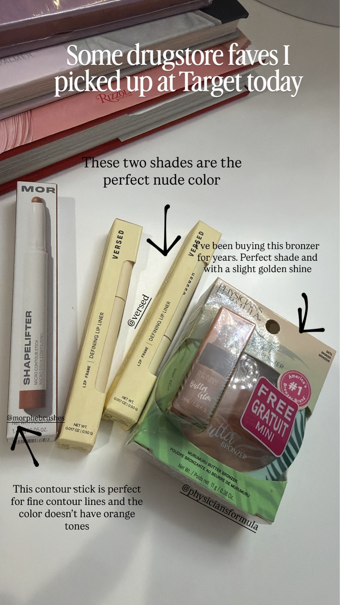 Drugstore makeup
Contour pencil shade refined
Versed lip liners debut and sculpt
Bronzer shade bronzer

@Target

#LTKBeauty #LTKOver40
