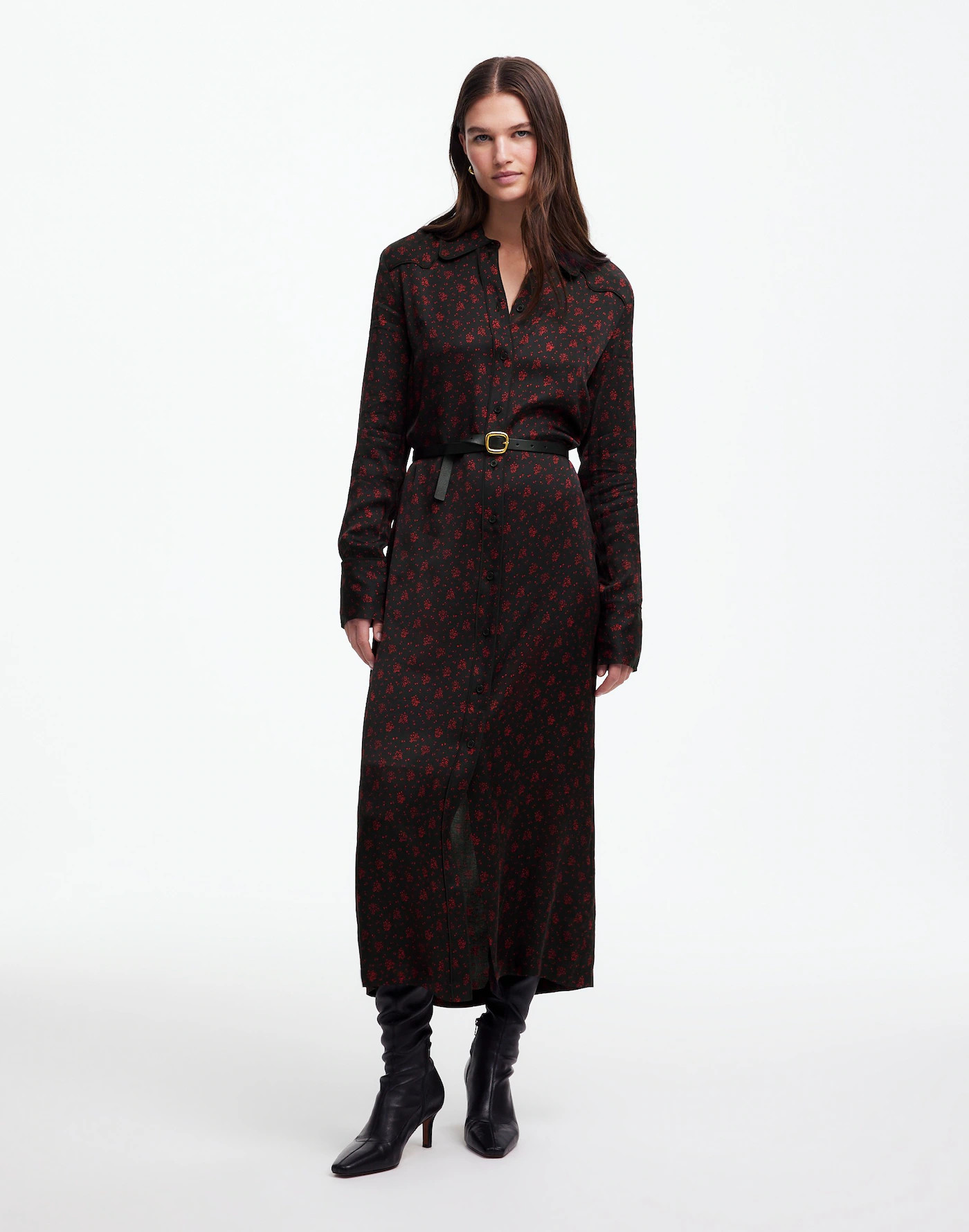 Button-Front Midi Shirtdress in Floral | Madewell | Madewell