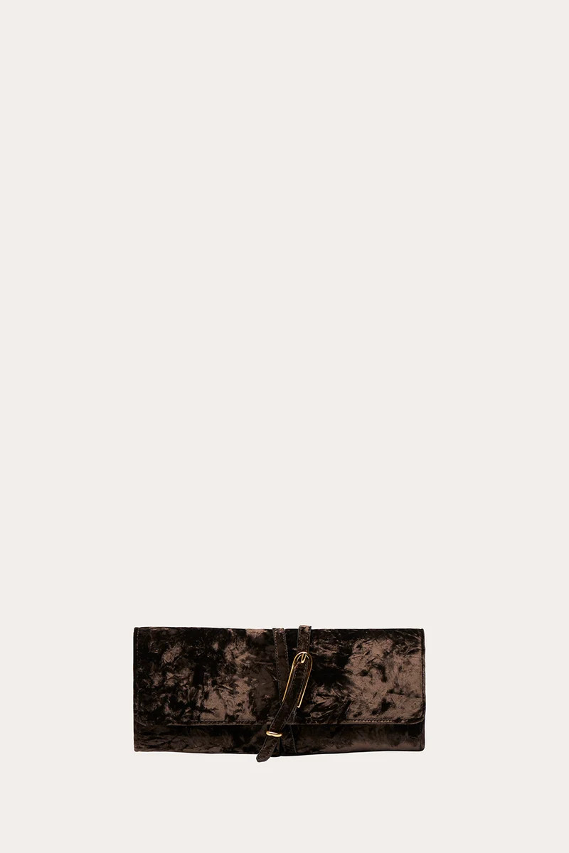 Belted Clutch Brown Velvet | LITTLE LIFFNER