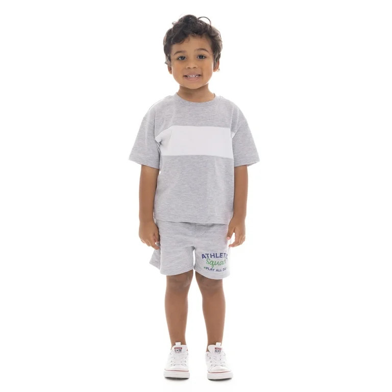 Wonder Nation Toddler Boys Graphic Tee and Striped Shorts Set, 2-Piece, Sizes 12M-5T | Walmart (US)