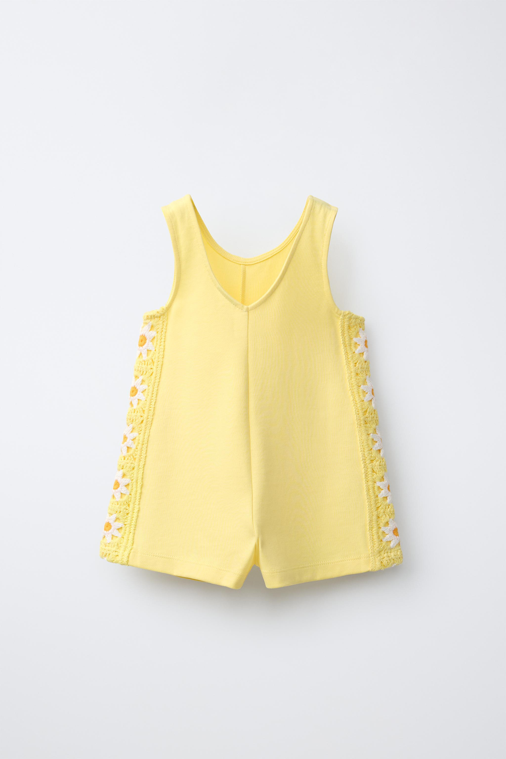 CROCHETED FLORAL KNIT SHORT JUMPSUIT | Zara US