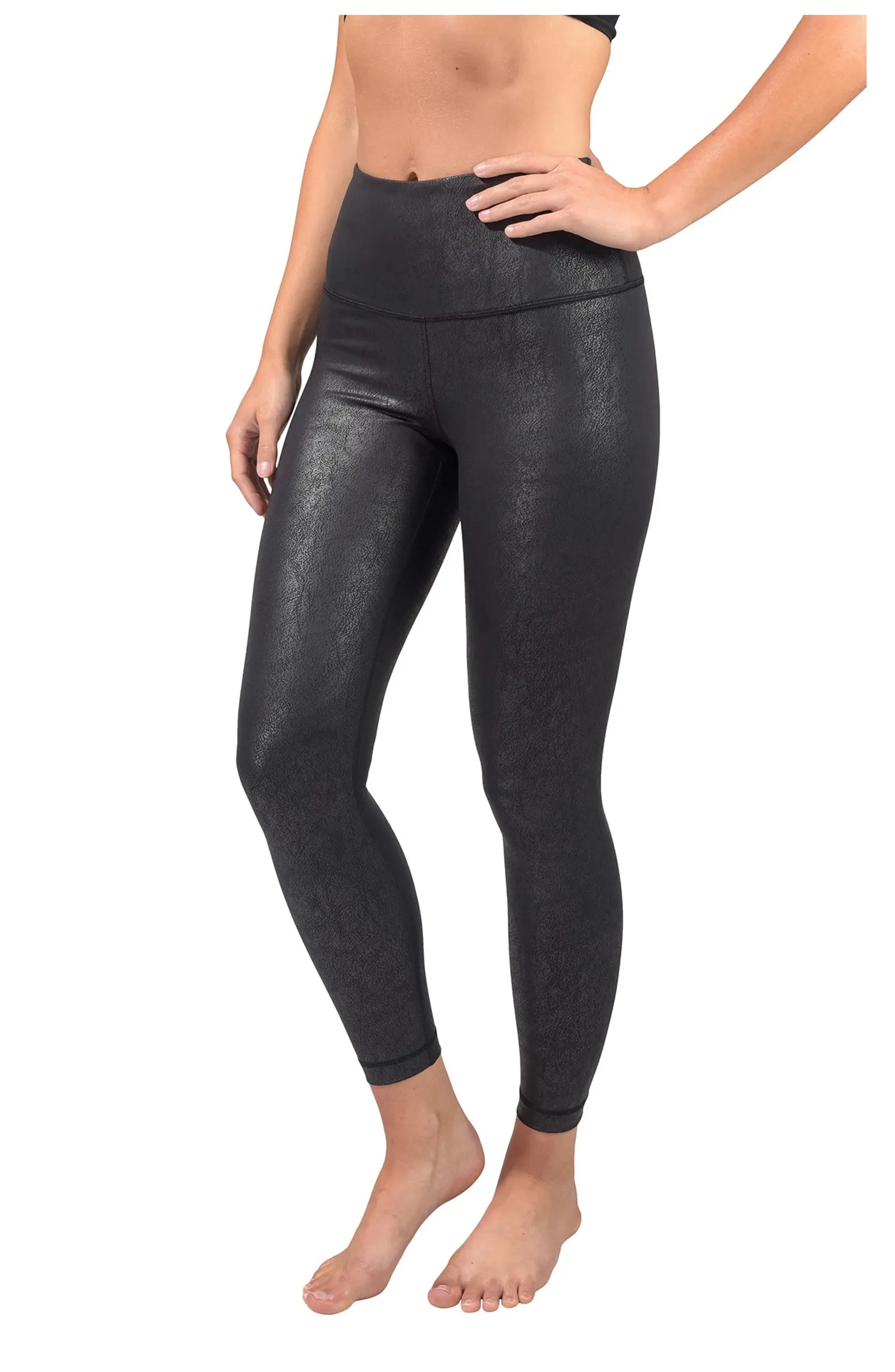 90 DEGREE BY REFLEX Faux Cracked Leather High Rise Ankle Leggings | Nordstromrack | Nordstrom Rack