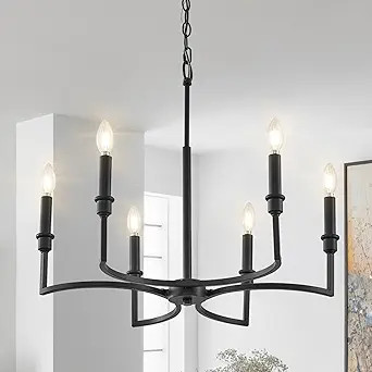 Aodoran Black Chandelier Light Fixture 6-Light Chandelier for Dining Room Kitchen Chandeliers Ove... | Amazon (US)