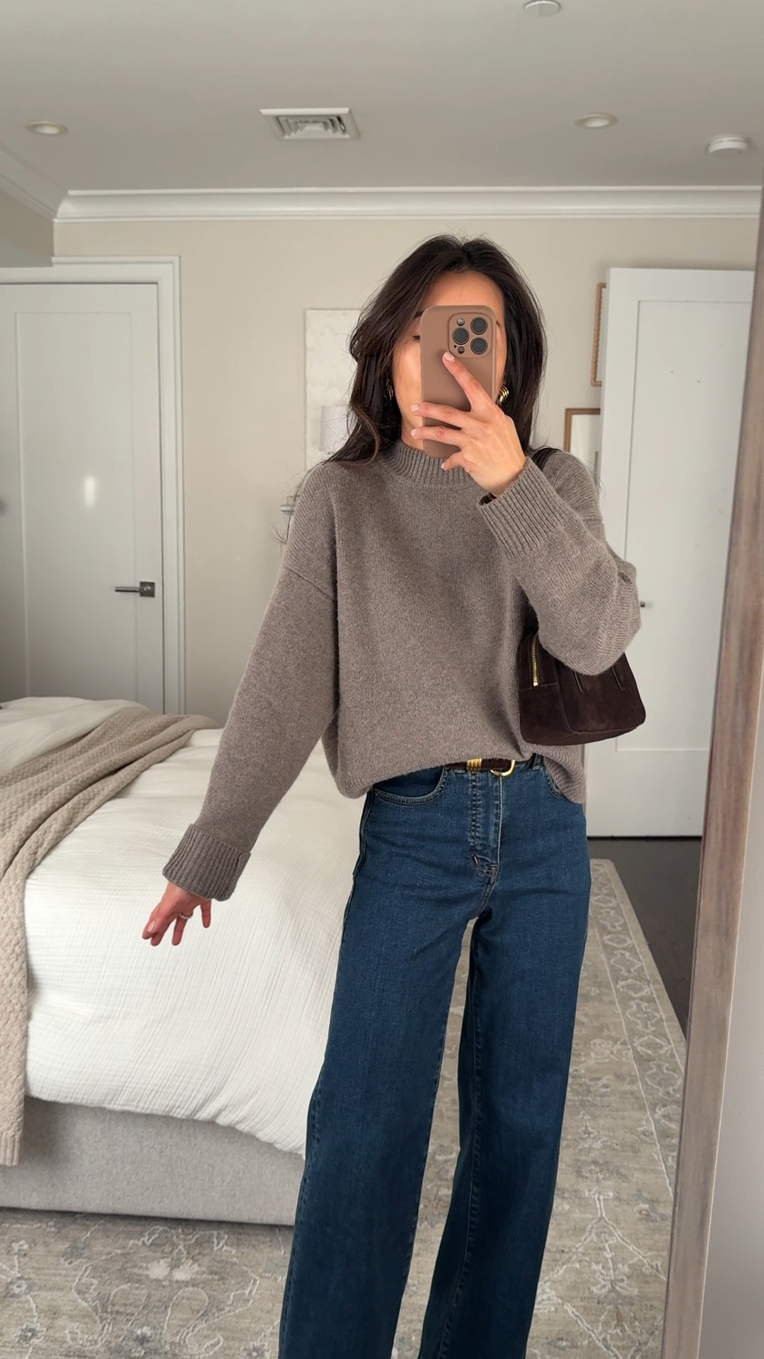 Another great Madewell sweater. This cut 🤌

• SoftWool crewneck sweater xs, love this wider cut relaxed fit and shorter length. medium thicker weight. comes in a couple other colors

• Wide leg jean 24 regular, has some stretch and a flattering cut, 

I sm trying on regular length, but they’re long on me so if you are petite I recommend getting petite sizing

• Triple metal keeper belt xxs

• Suede shoulder bag

• Amazon suede ankle boots 5.5

Winter sweater outfit, petite friendly, easy mom outfit

#LTKPetite #LTKSeasonal #LTKootd