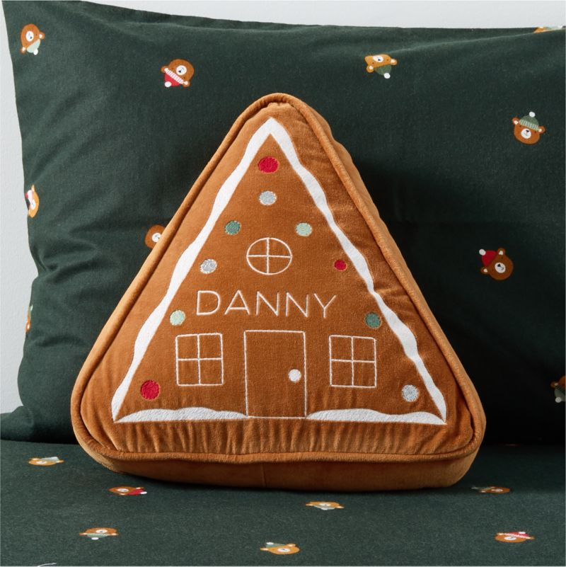 Gingerbread House Velvet Kids Christmas Throw Pillow + Reviews | Crate & Kids | Crate & Barrel