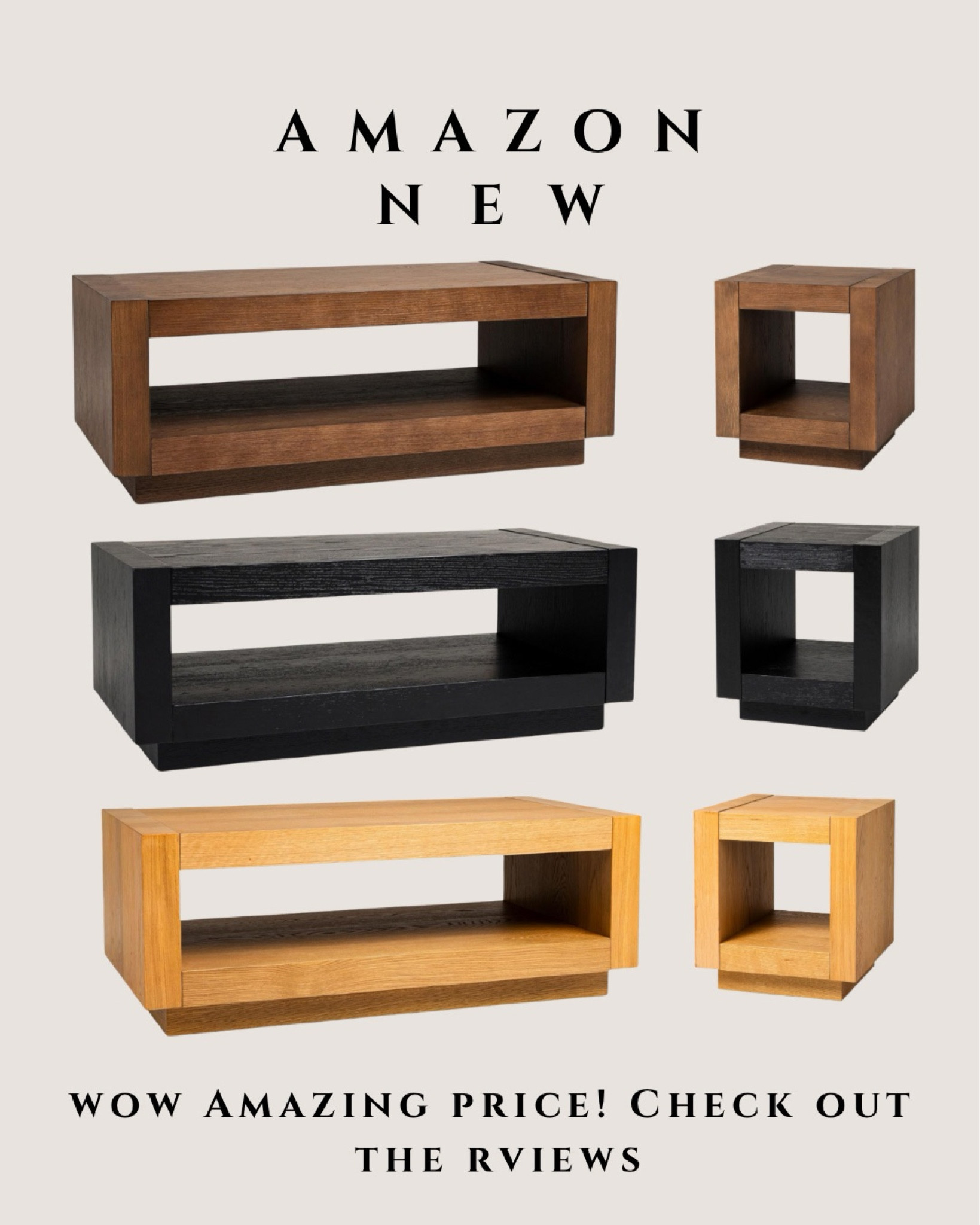 Amazon home finds. Rectangle coffee table with shelf. Modern coffee table black. Dark wood coffee table light wood. Modern side table with shelf. Black side table wooden 

#LTKsalealert #LTKhome