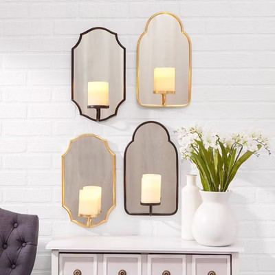 The Lakeside Collection Architectural LED Wall Sconces - Black Scallop | Target