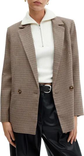 MANGO Houndstooth Double Breasted Blazer | Nordstrom | Nordstrom