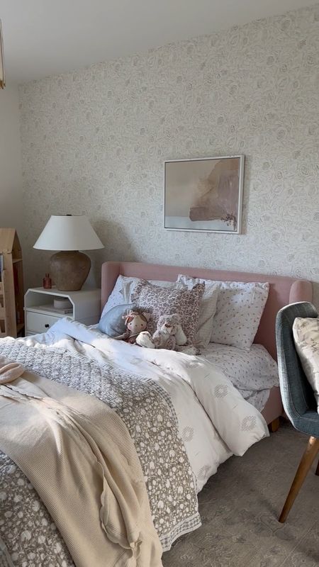 Penelope’s bedroom is what little girls dreams are made of! I absolutely love both of mine girls rooms. Between the wallpaper, textiles, and furniture pieces they’re both such feminine and dainty rooms that I could have only dreamed of when I was little!

#LTKkids #LTKstyletip #LTKhome