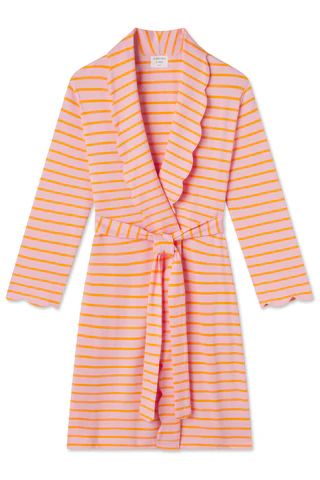 Pima Elise Robe in Pomelo Stripe | Lake Pajamas