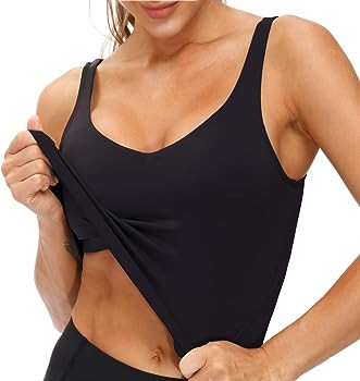 THE GYM PEOPLE Womens' Sports Bra Longline Wirefree Padded with Medium Support | Amazon (US)
