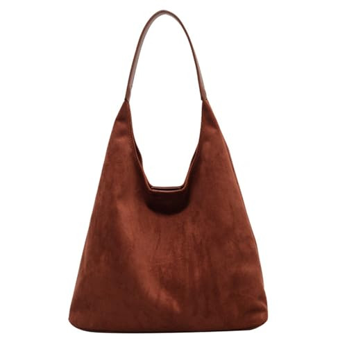 Leather Hobo Bags for Women Suede Purse Slouchy Tote Bag, Suede Tote Bag for Women, Leather Purse Suede Hobo Shoulder Bag (Brown) | Amazon (US)
