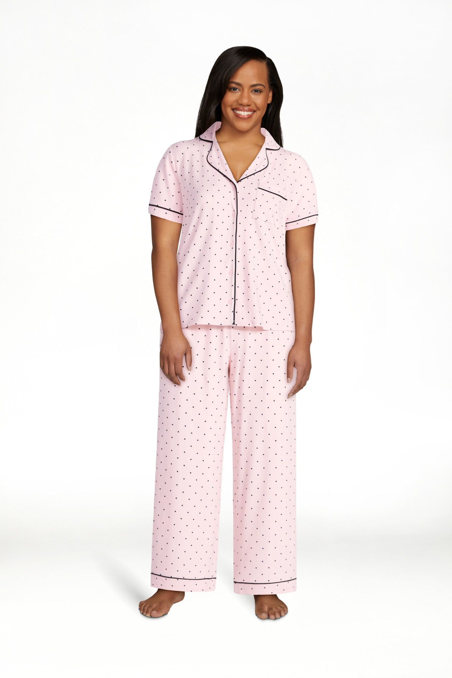 Joyspun Women's Dreamy Soft Collection Notch Collar Top and Capri Pants Pajama Set, 2-Piece, Size... | Walmart (US)