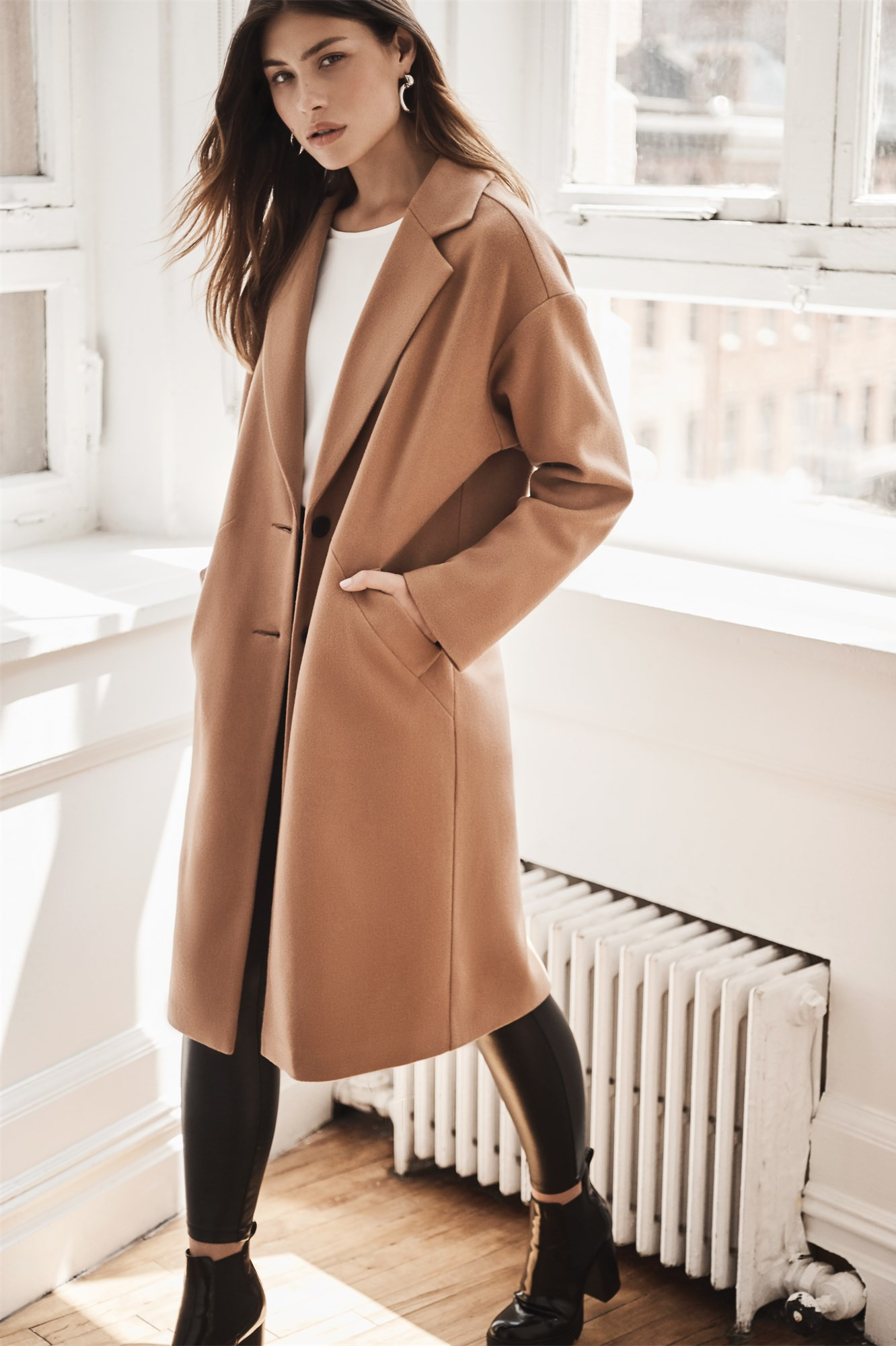 Dropped Shoulder Long Coat | Dynamite Clothing