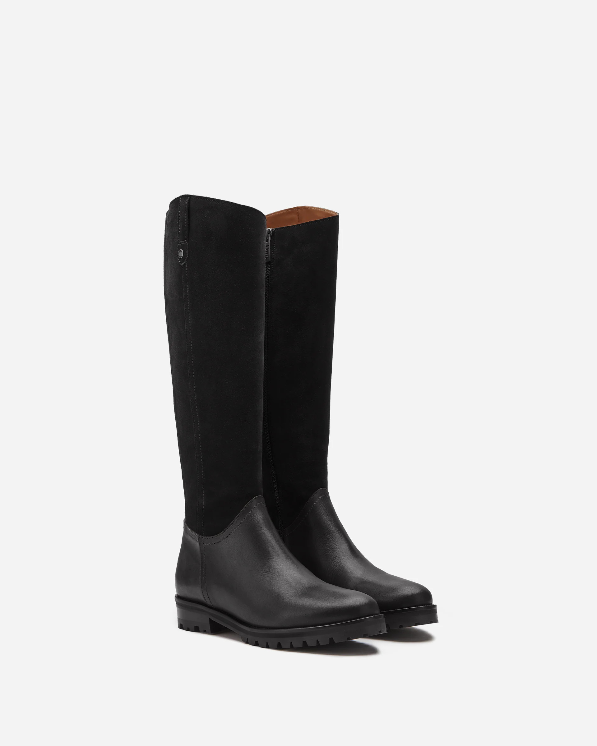 Jeane Knee High Boots in Black Suede | DuoBoots