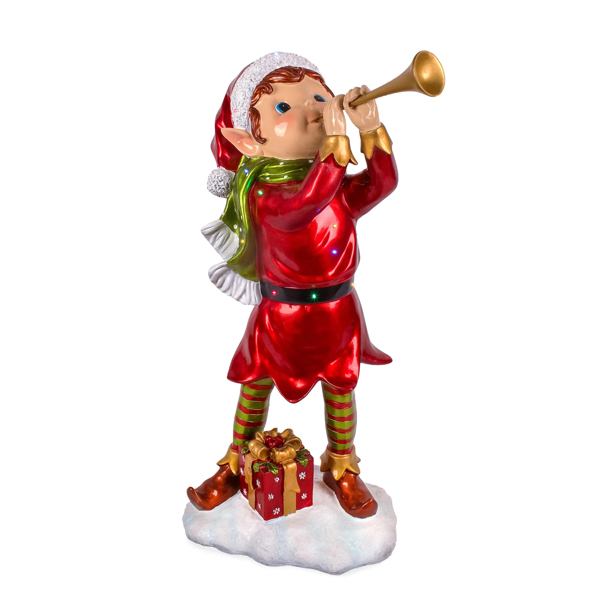 37" Horn Blowing Pixie Elf with Multicolor Lights | Wayfair North America