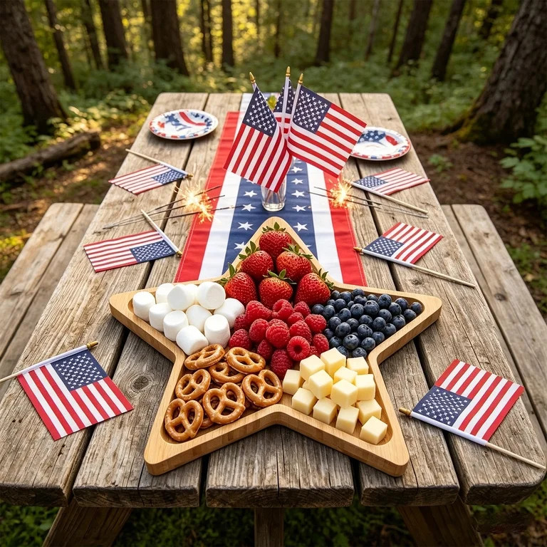Star Shaped Wooden Cheese Board Charcuterie Platter, Flag Serving Tray Decorative Plate, Unique H... | Walmart (US)