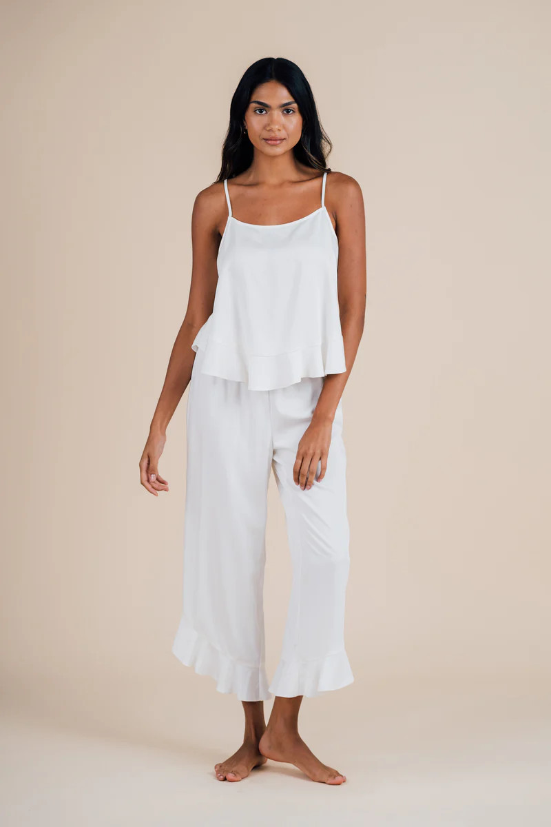 Cami Ruffle Pant Set - Cloud | Half Asleep