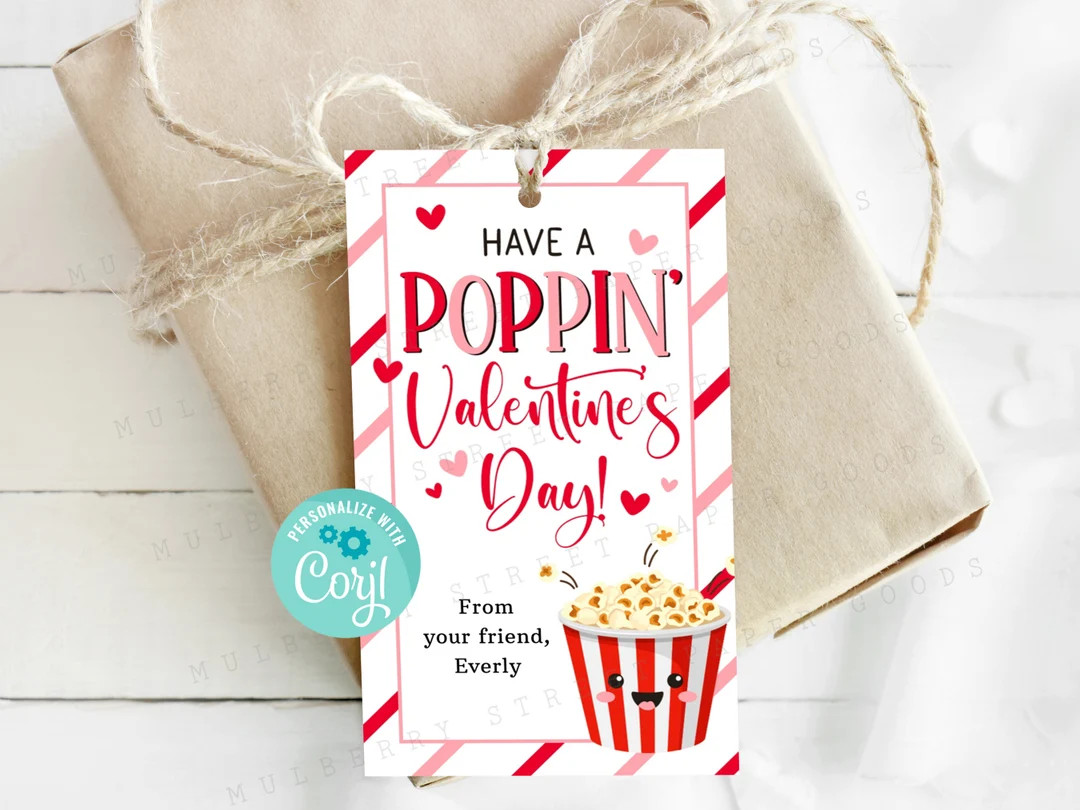 Printable Have a Popping Valentine's Day Card, Popcorn Valentine Tag, DIY Valentine's Day Gift Ta... | Etsy (US)