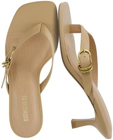 CUSHIONAIRE Marlin Low Kitten Heels for Women, Thong Style Dressy Heeled Womens Sandals with Adju... | Amazon (US)