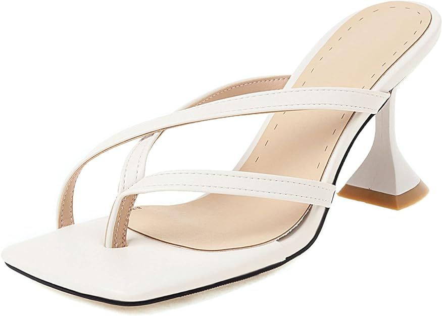 Saralris Summer Sandals for Women High Heel Flip Flops Open Square Toe Slip-On Slides Dress Party... | Amazon (US)