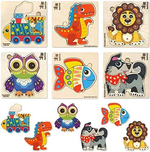 Toddler Puzzles for Kids Ages 2-4 by QUOKKA - 6 Wooden Puzzles for Toddlers 1-3 Years Old – Wood Toy | Amazon (US)