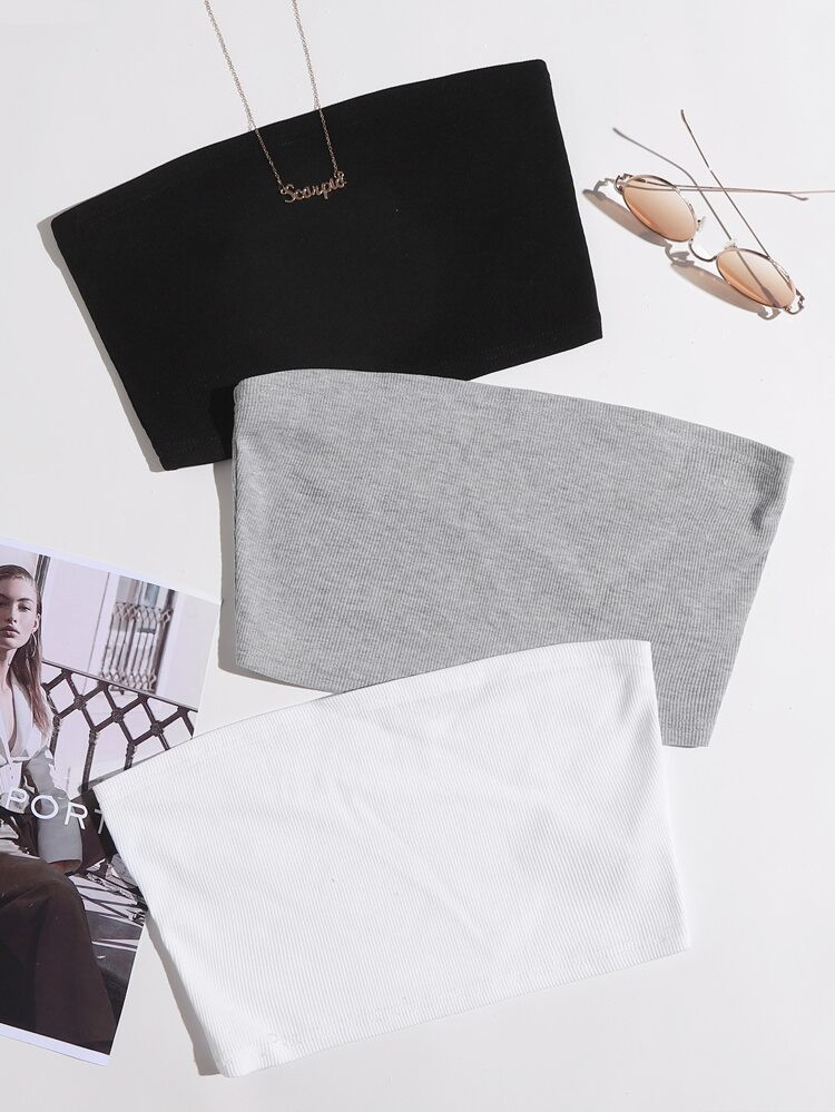 3 Pack Solid Crop Tube Top | SHEIN