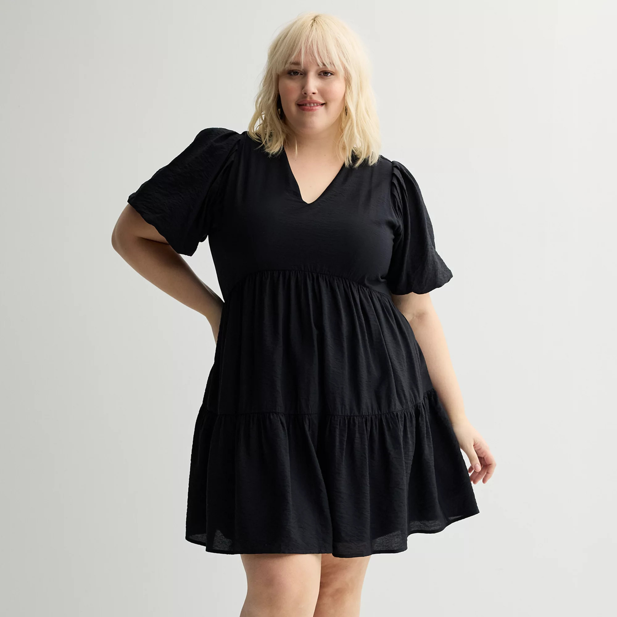 Plus Size Nine West Bubble Sleeve Babydoll Dress | Kohl's