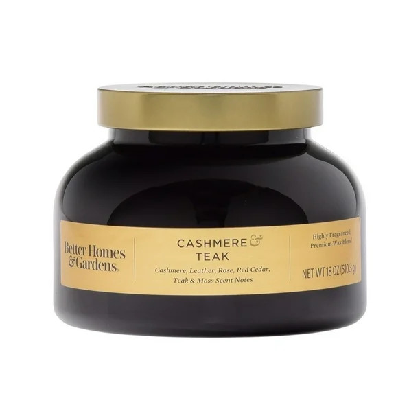 Better Homes & Gardens 18oz Cashmere & Teak Scented 2-Wick Bell Jar Christmas Holiday Candle Shin... | Walmart (US)