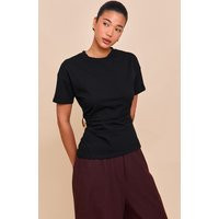 Black Trim Detail Asymmetric Hem T Shirt | PrettyLittleThing US