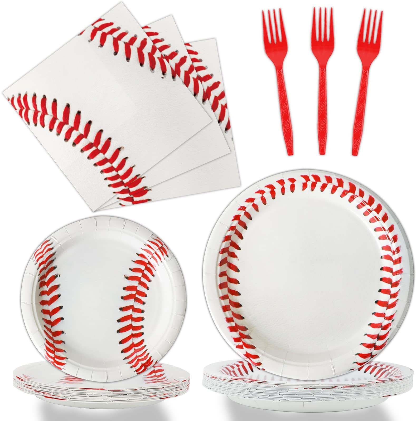 gisgfim 96 Pcs Baseball Party Supplies Bundle Paper Plates Napkins Baseballs Party Birthday Decor... | Amazon (US)