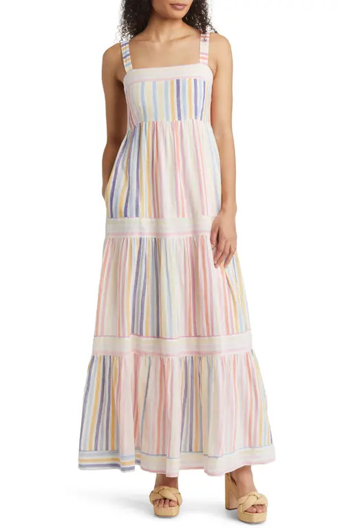 Banjanan Daniella Stripe Cotton Voile Maxi Dress in Candy Stripe at Nordstrom, Size Xx-Large | Nordstrom