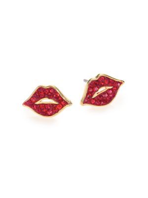 Things We Love Pavé Crystal & Enamel Lip Stud Earrings | Saks Fifth Avenue