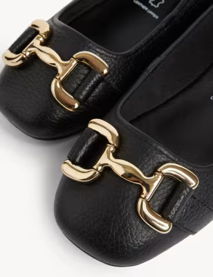 Wide Fit Leather Buckle Flat Ballet Pumps | Marks & Spencer (UK)