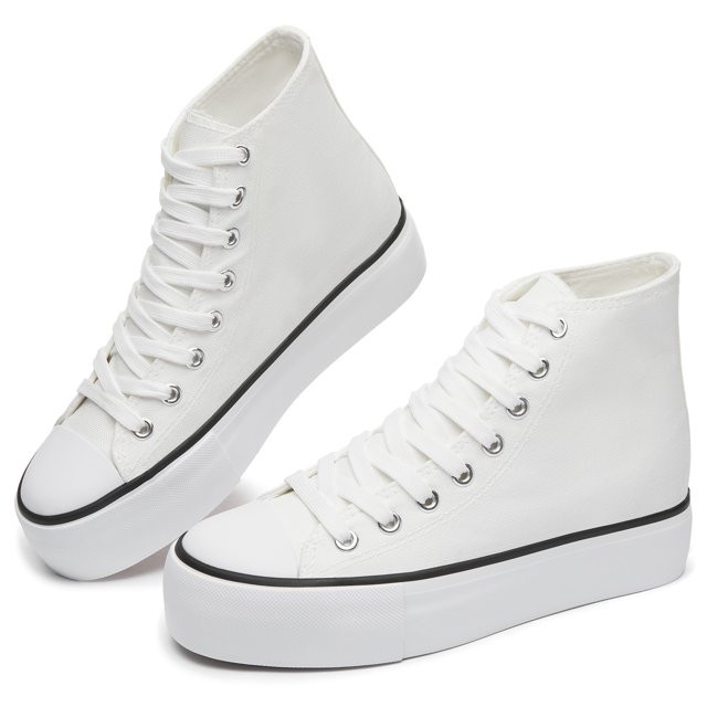 Obtaom Women’s Platform High Top Canvas Shoes Comfy Platform Hi Top Canvas Fashion Sneakers For... | Walmart (US)